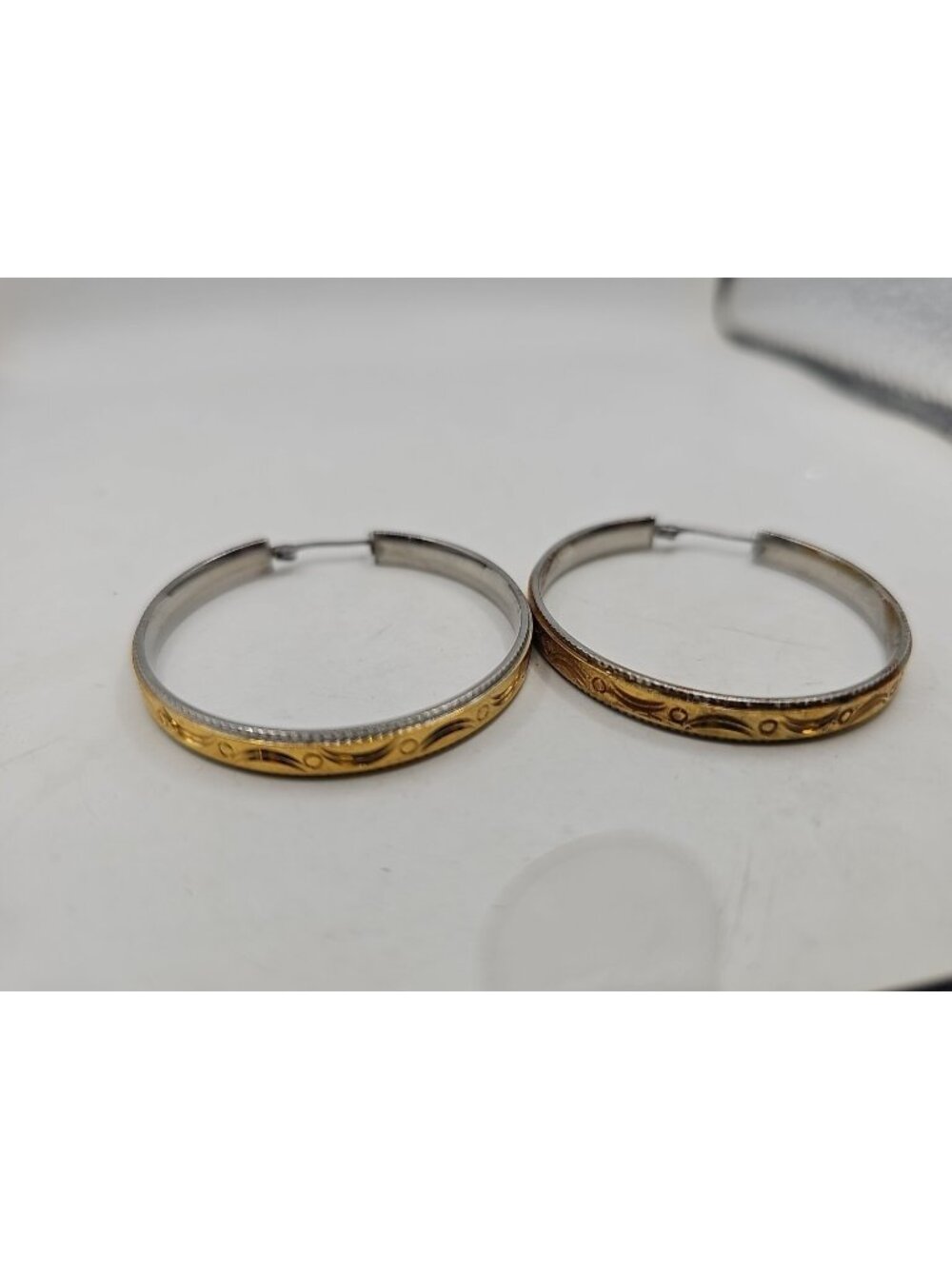 Silver/Gold Rim Hoop Earrings